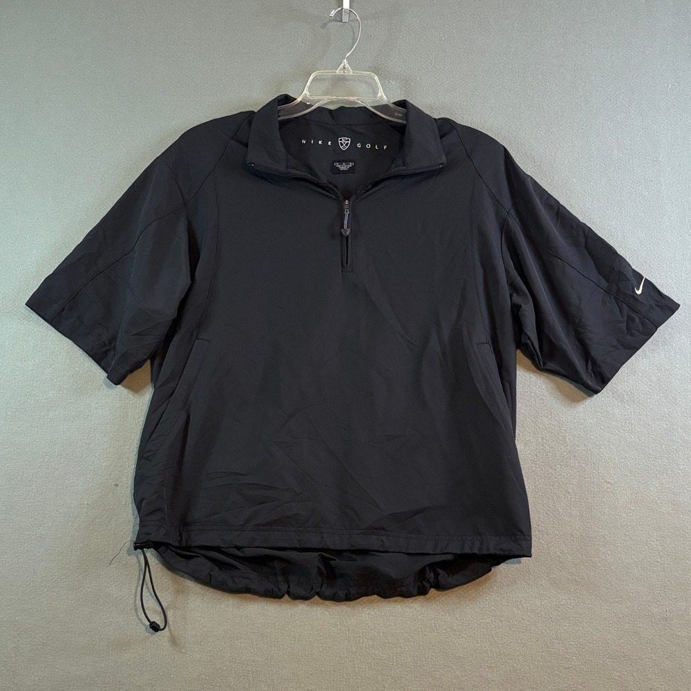 Nike Golf Short Sleeve Quarter Zip Windbreaker Mens M Black Pullover Jacket Y2K